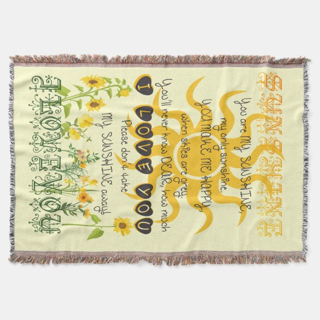 Sonnenschein-Wolldecke mit Herzen Decke (Vorderseite)