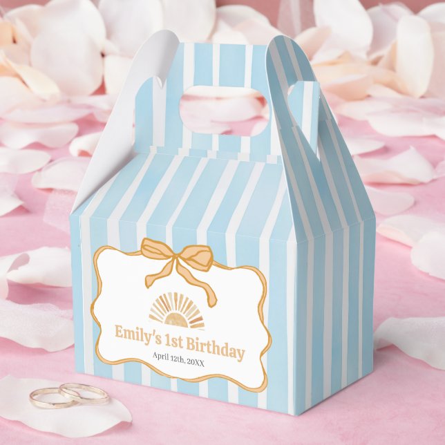 Sonnenscheinblaue Gingham-Geburtstagsfeier Geschenkschachtel (Hochzeit)