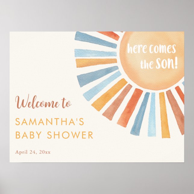 Sonnenschienenjunge Babydusche hier kommt der Sohn Poster (Vorne)