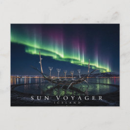 Sonnenschiff Wikingerschiff-Skulptur Island Aurora Postkarte