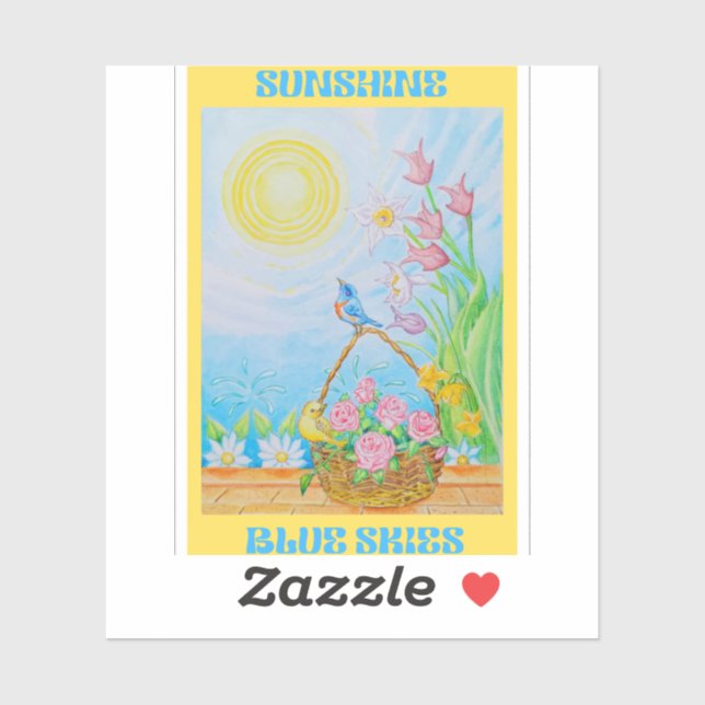 SONNENSCHIRM UND BLAUE SKIERE AUFKLEBER (Blatt)