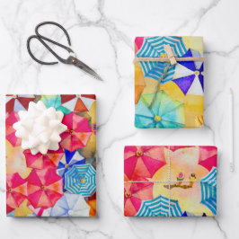 Sonnenschirme am Sandstrand Geschenkpapier Set