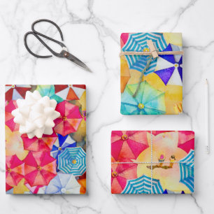 Sonnenschirme am Sandstrand Geschenkpapier Set
