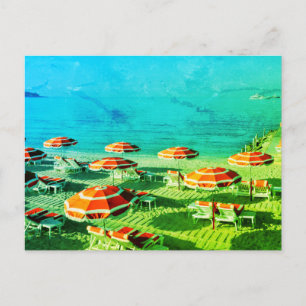 Sonnenschirme am Strand in Frankreich Postkarte