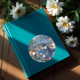 Sonnenschirme, Pierre Auguste Renoir Art Runder Aufkleber