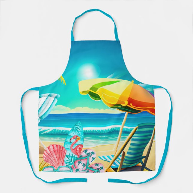 Sonnenschirme, Surfbretter und Baum Schürze (Vorderseite)
