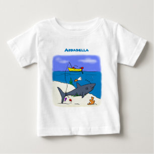 Sonnenschlafhai und Fischerei Cartoon Baby T-shirt