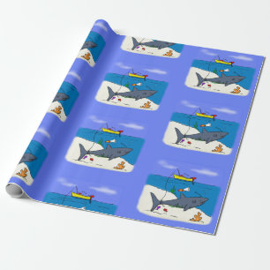 Sonnenschlafhai und Fischerei Cartoon Geschenkpapier