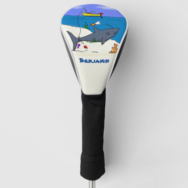 Sonnenschlafhai und Fischerei Cartoon Golf Headcover (Vorderseite)