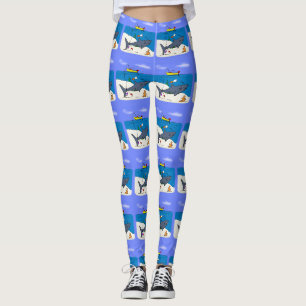 Sonnenschlafhai und Fischerei Cartoon Leggings