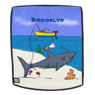 Sonnenschlafhai und Fischerei Cartoon Rucksack