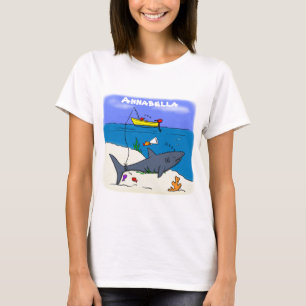 Sonnenschlafhai und Fischerei Cartoon T-Shirt
