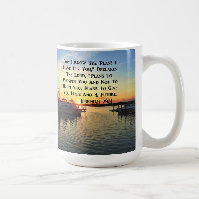 SONNENSCHLAG ÜBER DEM SEE JEREMIAH 29:11 SKRIPTURE KAFFEETASSE (Rechts)