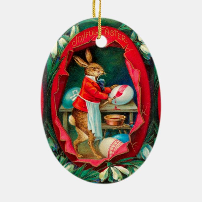 SONNENSCHNEE MIT RABBIT-SCHMERZEN OSTEREIER KERAMIK ORNAMENT (Hinten)