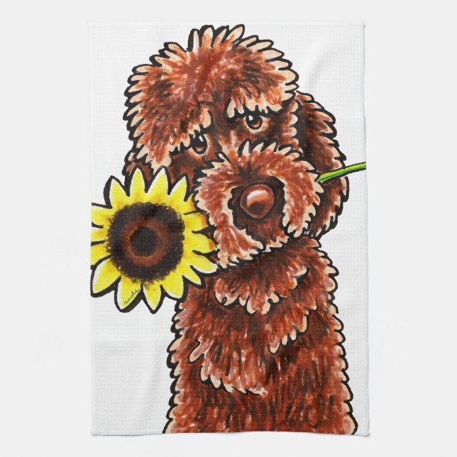 Sonnenschokolade Labradoodle Off-Leash Art™ Handtuch (Vertikal)