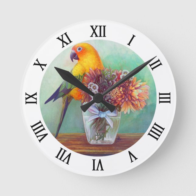 Sonnenschutz und Blume Runde Wanduhr (Vorderseite)