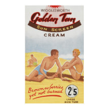 Sonnenschutzwerbung Vintage Beachtypografie