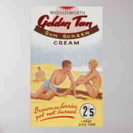 Sonnenschutzwerbung Vintage Beachtypografie Poster