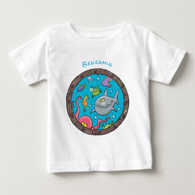 Sonnenseebewohner unter Wasser zeichnend Cartoon Baby T-shirt (Vorderseite)
