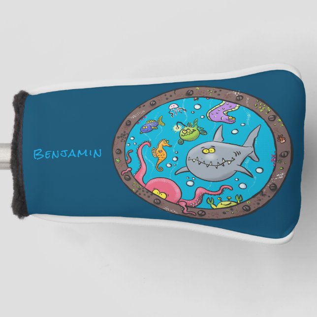 Sonnenseebewohner unter Wasser zeichnend Cartoon Golf Headcover (Vorderseite)