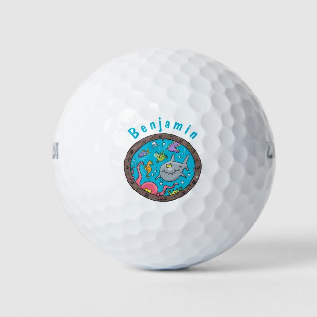 Sonnenseebewohner unter Wasser zeichnend Cartoon Golfball (Vorderseite)