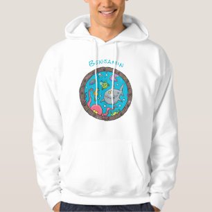 Sonnenseebewohner unter Wasser zeichnend Cartoon Hoodie