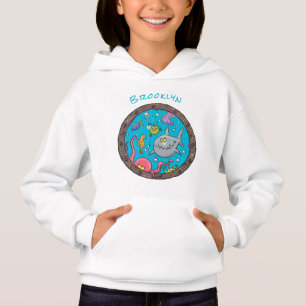 Sonnenseebewohner unter Wasser zeichnend Cartoon Hoodie