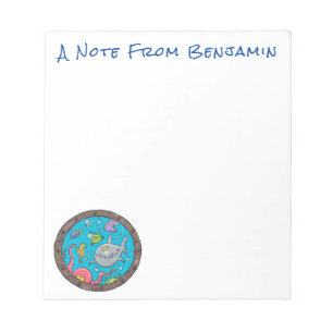 Sonnenseebewohner unter Wasser zeichnend Cartoon Notizblock