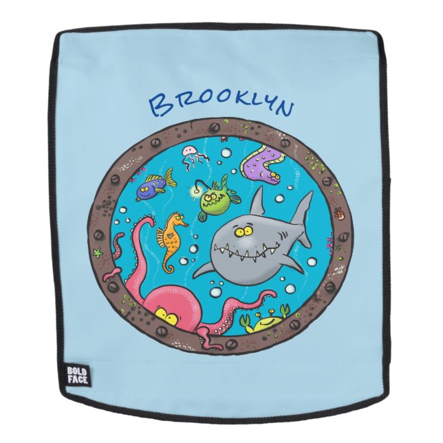 Sonnenseebewohner unter Wasser zeichnend Cartoon Rucksack (Abnehmbare Front)