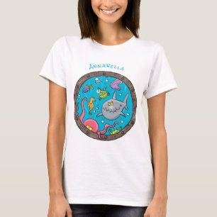 Sonnenseebewohner unter Wasser zeichnend Cartoon T-Shirt