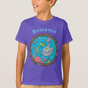 Sonnenseebewohner versunken Porthole Cartoon T-Shirt