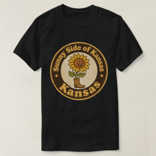 Sonnenseite von Kansas_ Sonnenblume mit Boots-Kuns T-Shirt