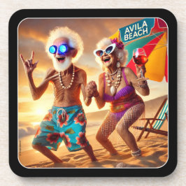 SONNENSENIOREN AM STRAND VON AVILA. SET VON 6. GETRÄNKEUNTERSETZER