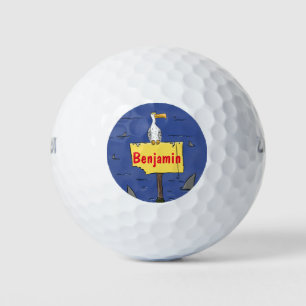 Sonnensevogel umkreist von Haifischen Cartoon Golfball