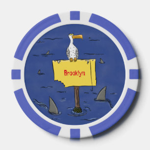 Sonnensevogel umkreist von Haifischen Cartoon Pokerchips