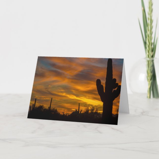 Sonnensonde Arizona Grußkarte Saguaros im Himmel Karte (Vorderseite)