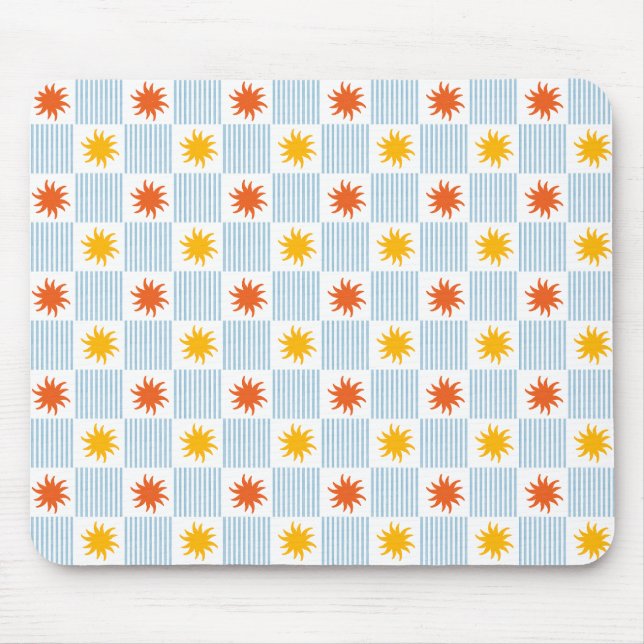 Sonnenstrahl gestreiftes Schachbrett-Mauspad Mousepad (Vorne)
