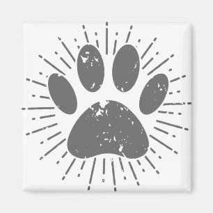 Sonnenstrahl-Hundefußabdruck mit distressed-Effekt Magnet