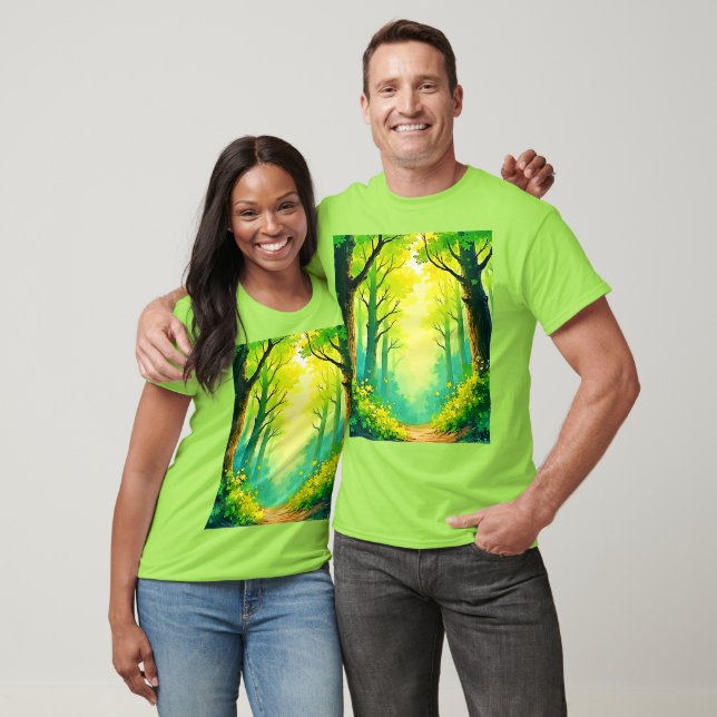 Sonnenstrahl-Waldweg T-Shirt (Unisex)