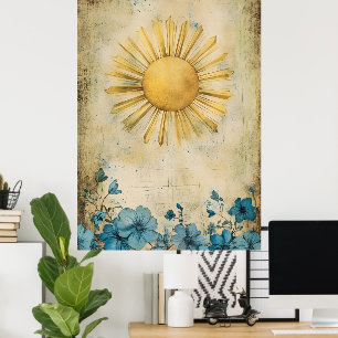 Sonnenstrahl-Wanddekoration.  Poster
