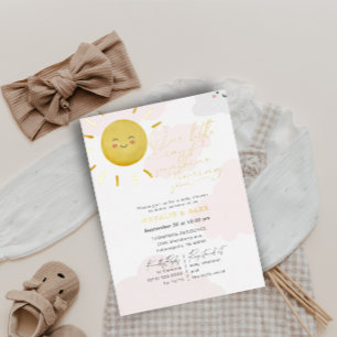 Sonnenstrahl Wolken Mädchen Baby Shower Folieneinladung