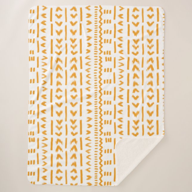 Sonnenstrahlen afrikanisches Muster in Weiß Sherpadecke (Vorderseite)