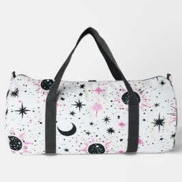 Sonnenstrahlen aus schwarzem und rosa Himmelskörpe Duffle Bag