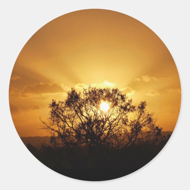 Sonnenstrahlen Runder Aufkleber (Vorderseite)