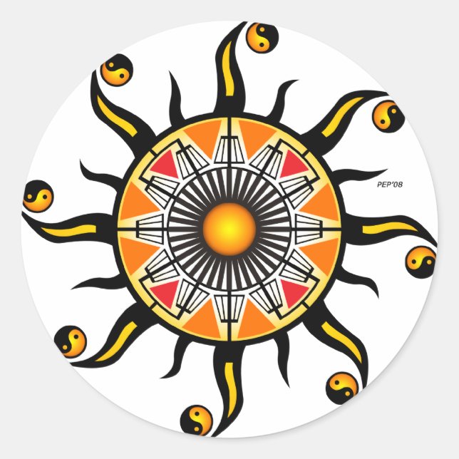 Sonnenstrahlen Runder Aufkleber (Vorderseite)