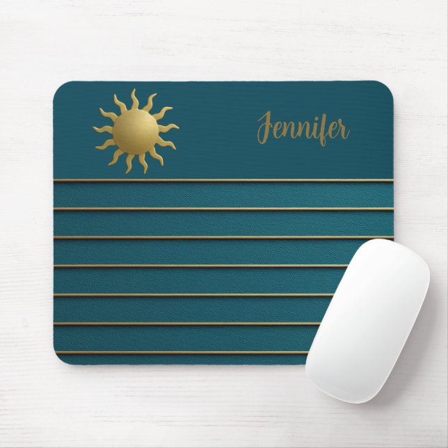 Sonnenstrahlung auf Aquamarin Mousepad (Mit Mouse)