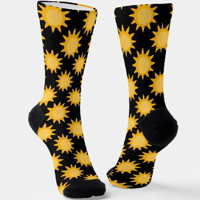 Sonnenstrahlung auf schwarzem Muster Socken (Von Creator hochgeladen)