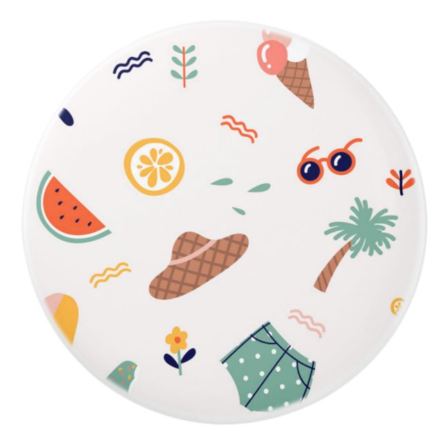 Sonnenstrand Fun Muster Keramikknauf (Vorderseite)