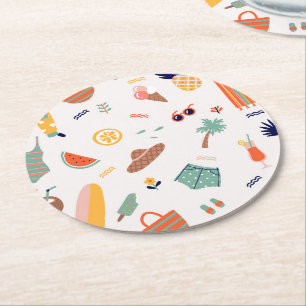 Sonnenstrand Fun Muster Runder Pappuntersetzer