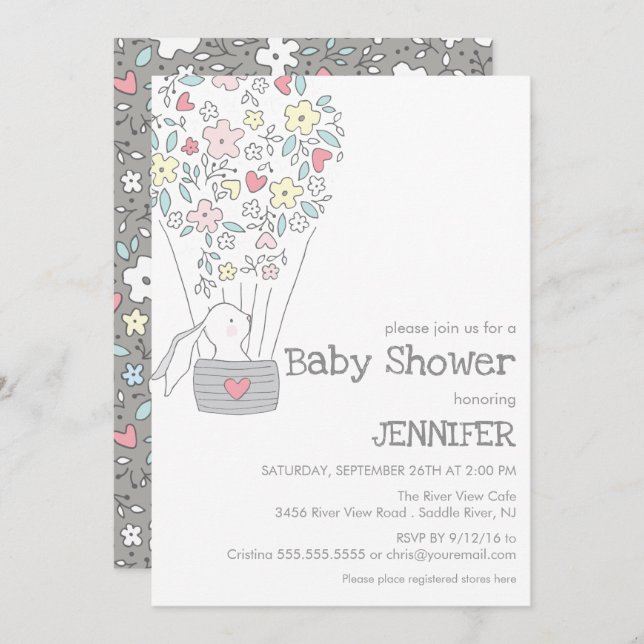 Sonnenstuhl in heißer Luft| neutrale Babydusche Einladung (Vorne/Hinten)